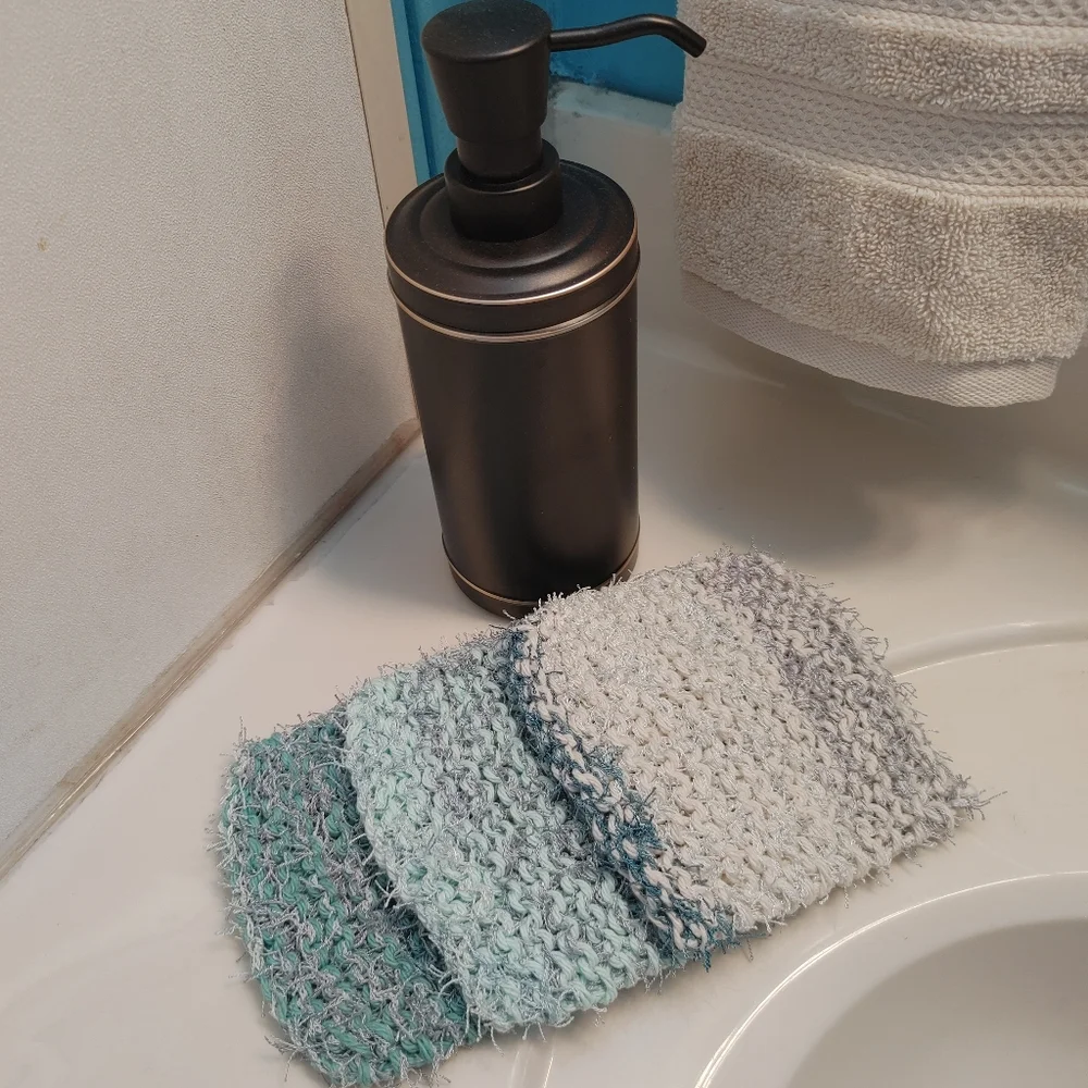 Scrubby Stripes Exfoliating Washcloths, Cool Mint, 3-Piece Set